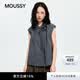 moussy 2026夏季新品文藝清新通勤格紋寬松無袖襯衫028JSC30-1100 145花紋藏青色 均碼