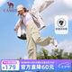 駱駝（CAMEL）休閑褲女士工裝褲戶外防潑水寬松闊腿直筒百搭新款傘兵運動褲子