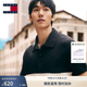 TOMMY JEANS【七夕禮物】26夏男女坑條肌理純棉撞色短袖POLO襯衫領毛衣針織衫 黑色BDS S