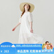 ELLE KIDS童裝 泡泡中袖連衣長裙女童夏季新款法式度假風蕾絲裙子