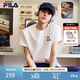 FILA 斐樂易烊千璽同款多彩T恤情侶短袖2026夏季新款卡通貓咪刺繡T恤 云菇白-WT L 175/96A/L