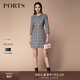 PORTS 寶姿【七夕禮物】秋冬新品女裝休閑通勤設計感收腰長袖短連衣裙 灰色混色 L (8)