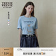 Teenie Weenie小熊T恤女夏季甜酷萌趣印花短袖圓領T恤上衣女 藍色 L