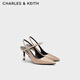 CHARLES&KEITH法式通勤尖頭高級(jí)細(xì)高跟涼鞋女七夕禮物CK1-60361529 Nude肉色 37