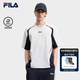 FILA 斐樂官方男子針織短袖衫2026夏新款日常休閑通勤拼色寬松T恤 云菇白-WT XL 180/100A/XL
