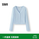 森馬（Semir）針織開衫女夏短款修身純色花邊V領正肩衣服疊穿上衣101325106002