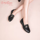 金利來(lái)（Goldlion）【新年禮物】女鞋媽媽鞋淺口單鞋坡跟圓頭樂(lè )福鞋G662330071黑色36