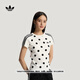 adidas時(shí)尚簡約波點(diǎn)修身針織插肩袖短袖T恤女夏季阿迪達(dá)斯三葉草   漢玉白   L