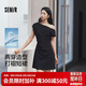 森馬（Semir）連衣裙女夏一字領斜肩收腰打褶純色涼感2026簡約短裙109326114015