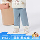 巴拉巴拉balaOne兒童長(zhǎng)褲女童寶寶直筒牛仔褲加絨保暖冬新款 中藍(lán)卷毛狗88201 110
