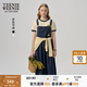 Teenie Weenie小熊白色連衣裙夏季減齡學院風背帶裙中長裙 藏青色 S