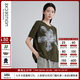 例外（EXCEPTION）輕奢國潮女裝2025新款春夏時尚通勤簡約寬松百搭印花短袖T恤 墨綠 M
