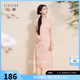 三彩【茶香裊裊】2026夏季新款中式改良旗袍裙兩件套連衣裙長裙C 煙粉色 M 160/84A