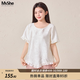 MsShe【鎏光人絲提花小衫】大碼女裝2026夏裝胖mm高級感寬松上衣 上衣-淺杏色現(xiàn)貨 2XL