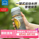 樂扣樂扣（LOCK&LOCK）一鍵式運動水杯塑料杯戶外便攜水壺帶把手刻度男女杯子藍色550ml