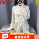 莫代爾2026新款水光綢睡衣女春夏季冰絲薄款印花長袖高級感家居服套裝 綠影竹林 商柜品質 7A軟絲 （禮盒裝） L 建議100-120斤