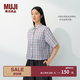 MUJI  女式 漢麻 棉 短袖襯衫女士襯衣外套26年夏季女裝女款 BC2AEC6S 白色格紋 M （160/84A）