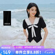 秋水伊人百搭撞色木耳邊點(diǎn)綴T恤2026年夏季新款正肩收腰簡約上衣