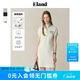 ELAND衣戀連衣裙女polo領單色刺繡修身顯瘦棉感裙子夏季新款 乳白色(64)Cream L /170