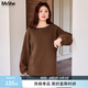 MsShe【重工釘珠中長款毛衣】大碼女裝2025款冬裝胖mm寬松針織衫 拿鐵色現貨 6XL
