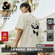 杰克·瓊斯（JACK&JONES）男裝26年純棉短袖T恤男士夏季潮流寬松卡通熊貓印花情侶半袖t恤 A08云米色 M 175寬松版，建議拍小一碼