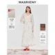 MAXRIENY時尚套裝2026春季V領拼花襯衫散擺半裙兩件套裝 拼花套裝 L