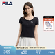 FILA 斐樂官方女子針織短袖衫2026夏新款時尚簡約百搭顯瘦修身T恤 正黑色-BK L 170/88A/L