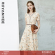 顏域蕾絲碎花連衣裙2026夏裝新款女士氣質短袖V領洋氣印花裙子 花色1 M/38