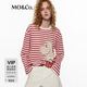 MO&Co.【姆明聯(lián)名】針織衫2026夏新品棉麻輕薄微透寬松條紋MBF2SWT010 紅白條色 L /170