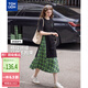 唐獅（TonLion）2026連衣裙女夏季長(zhǎng)裙新款拼接格子裙子女短袖T恤裙夏日女裝