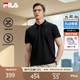 斐樂 領航POLO|斐樂官方男裝針織POLO夏季時尚商務休閑涼感短袖 正黑色-BK XL 180/100A/XL