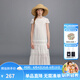 ELLE KIDS童裝 蕾絲花邊連衣裙女童夏季新款田園風鏤空繡花A字裙子 白色 160 (S)