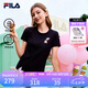 FILA 斐樂官方女裝針織短袖衫2026春新款時尚休閑小貓刺繡圓領(lǐng)涼感T恤 正黑色-BK L (105) 170/88A/L