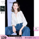 三彩2025秋款寬松兩件套繡花萊賽爾襯衫吊帶小衫女 米白色 XL 170/92A