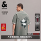 杰克·瓊斯（JACK&JONES）男裝26年純棉短袖T恤男士夏季潮流寬松卡通熊貓印花情侶半袖t恤 E05灰綠色 M 175寬松版，建議拍小一碼