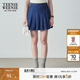 Teenie Weenie小熊女裝簡約夏季牛仔百褶短裙A字裙時尚裙學院風休閑 深藍色 M