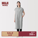 MUJI 女式 涼感 套頭連衣裙 女裝寬松裙子26年夏季純棉中長裙BC2Q8C6S 灰色格紋 M (160/84A)