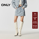 ONLY2026春季新款立體大口袋A字牛仔裙短裙半身裙女|126137005 J33350水洗牛仔藍 M