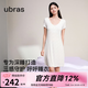 ubras26年新款呼呼薰衣草夏季薄吊帶睡裙睡衣女士高端睡衣居家服連衣裙 短袖裙【帶杯】-白底薰衣草 M