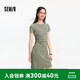 森馬（Semir）[連衣裙合輯]松弛感連衣裙女夏季繡花圓領簡約針織裙氛圍感印花裙 A款-橄欖綠A41805 M