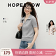 紅袖（hopeshow）復古氣質短袖針織衫2026春季新款女裝軟糖絞花撞色刺繡POLO領上衣 花灰0A4 M