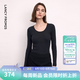 朗姿【Basic衣櫥】朗姿25純羊毛無(wú)縫一體U領(lǐng)套頭針織衫2026年冬季新款 熏黑珍珠灰色 L