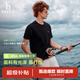 HAZZYS【液氨工藝】哈吉斯男裝 26新款夏季休閑圓領短袖T恤男 黑色BK L （175/96A 48）