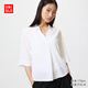 優(yōu)衣庫花式半開領(lǐng)襯衫/七分袖女裝/通勤襯衣482824 487527 487527/00白色 M