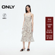 ONLY2025夏季新款蝴蝶印花拼接花邊收腰長裙連衣裙女|125307048 H16米蘭達紋樣黑 M