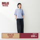 MUJI 女式 涼感短袖襯衫 女士襯衣外套上衣女裝女款26年夏季 BC2Q5C6S 藍(lán)色格紋 S (155/80A)