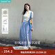 茵曼法式POLO領(lǐng)鏤空薄針織衫2026夏季女裝新款立體花朵短袖上衣 奶油白 S