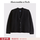 Abercrombie & Fitch美式情侶經(jīng)典圈圈紗V領(lǐng)長袖毛衣針織開衫25秋冬男裝120-5205 深黑色 XS (170/84A)