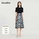 珂萊蒂爾【秀場同款】Koradior商場同款假兩件設計感拼接連衣裙女夏季款 暗青紫 M