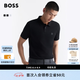 雨果博斯BOSS【禮物 經典款 珠地布】男士徽標彈力棉修身短袖Polo衫 001-黑色 M